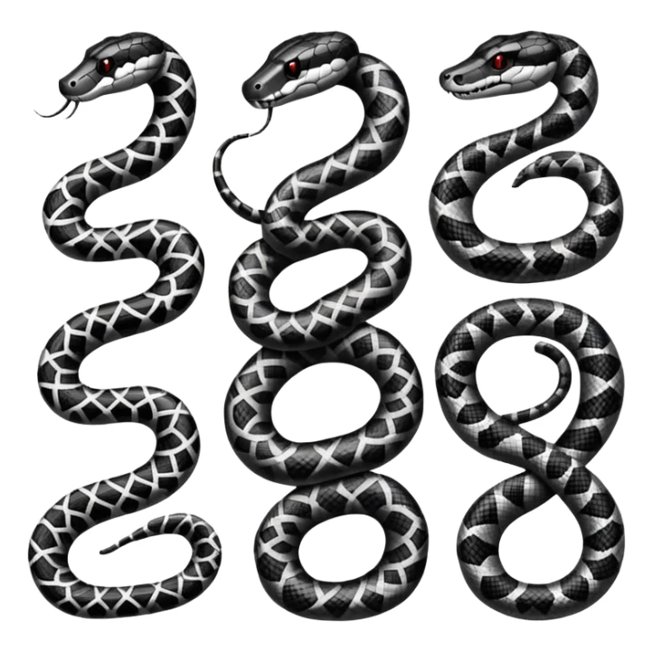 Numbers from 0 to 9 with black and white snake print sticker