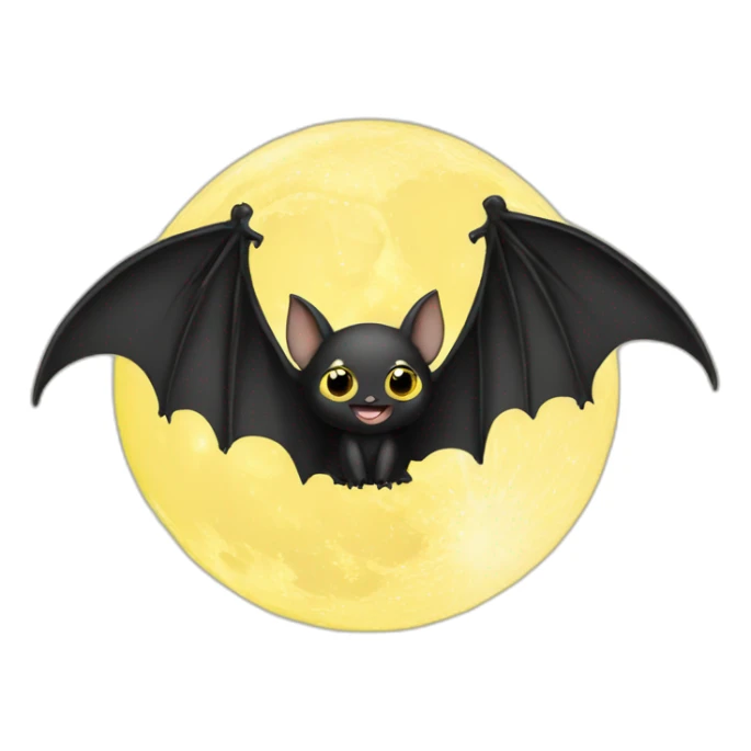 black baby bat wings in front of light yellow moon sticker