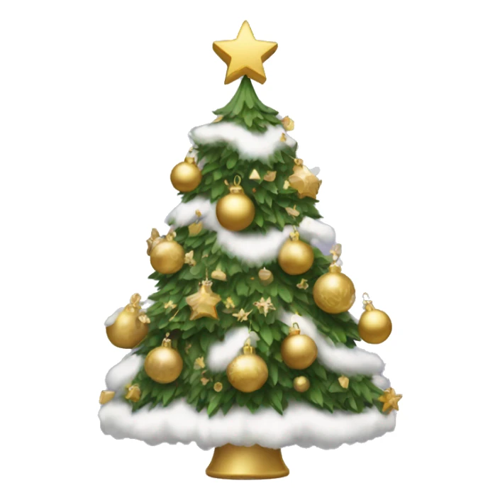 Christmas tree with white and gold decorations sticker
