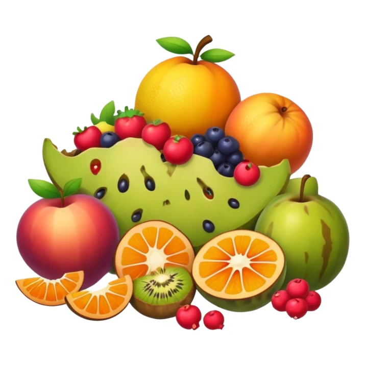 spoiled pile of half eaten fruits  sticker