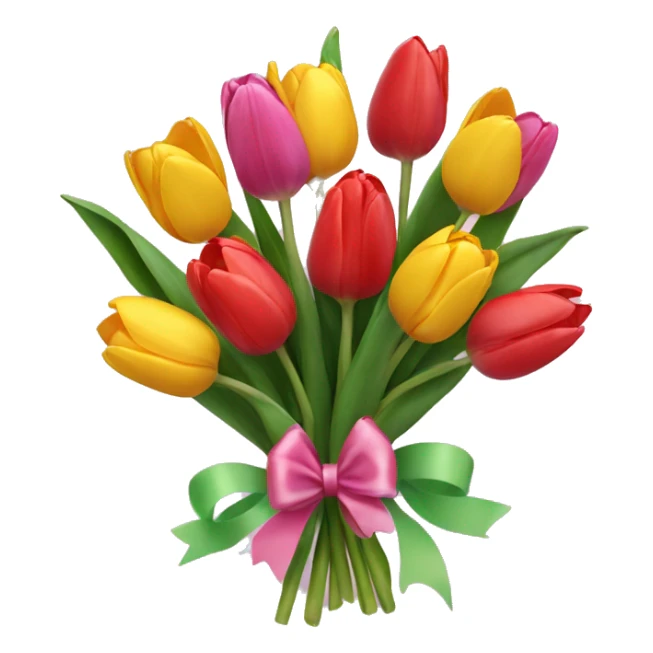 Bouquet of tulips with a with a bow sticker