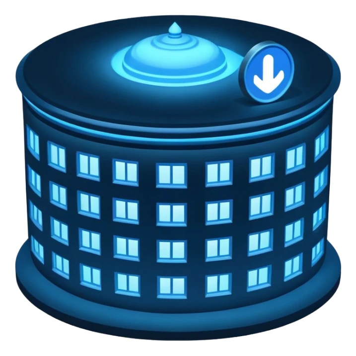 The round blue sign on the night building  sticker