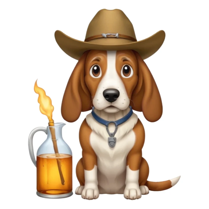 hillbilly basset hound with moonshine and a gun sticker