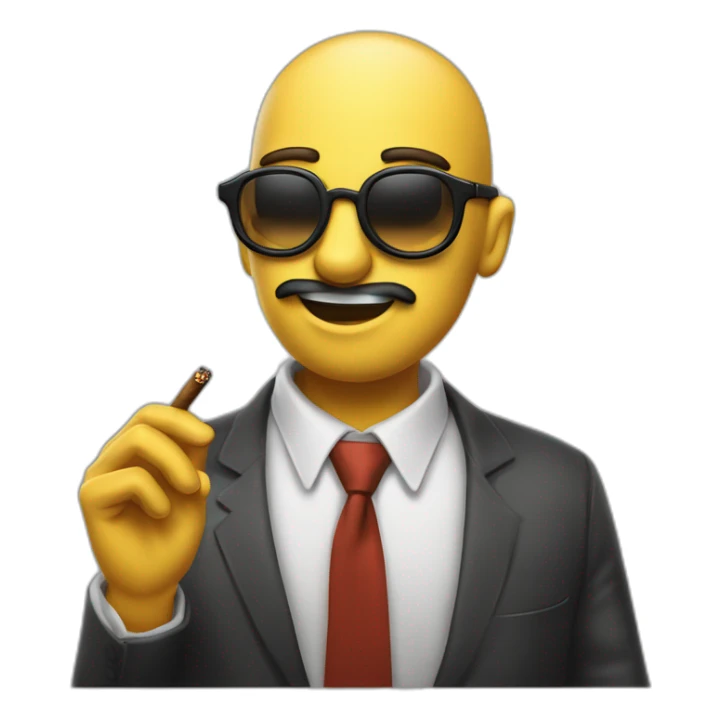 calvo con gafas y con un cigarro haciendo mewing bye bye sticker