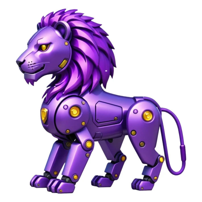 glitter mech lion purple cyberpunk sticker