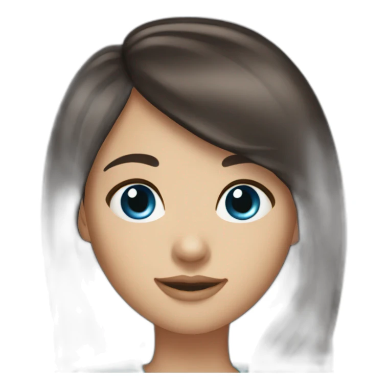 Dark brown long hair bangs girl with blue eyes sticker