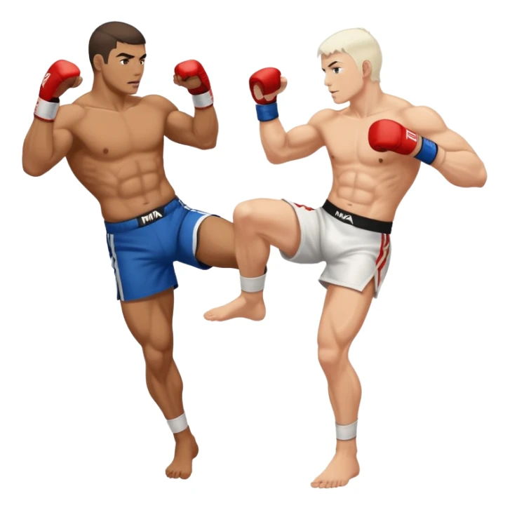 mma fighter kicks man white skin sticker