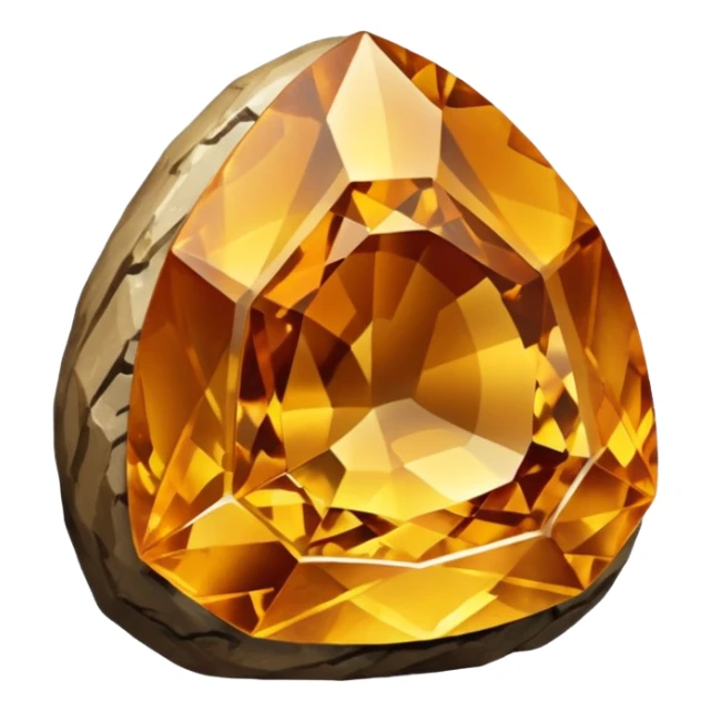 Single gemstone rock character, warm golden citrine, squat and heavy like a rock, with carved facets  sticker