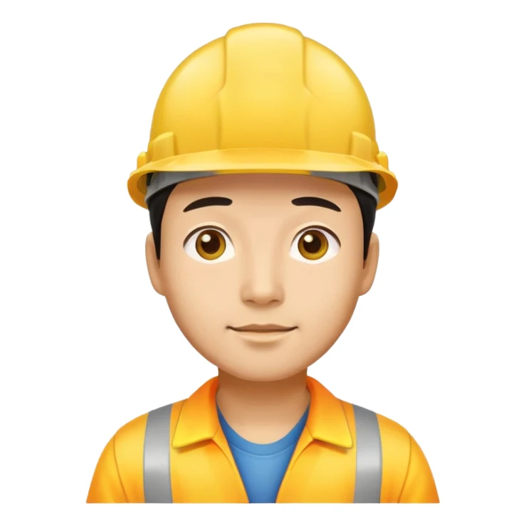 Man of Chinese appearance wearing a yellow construction hat sticker