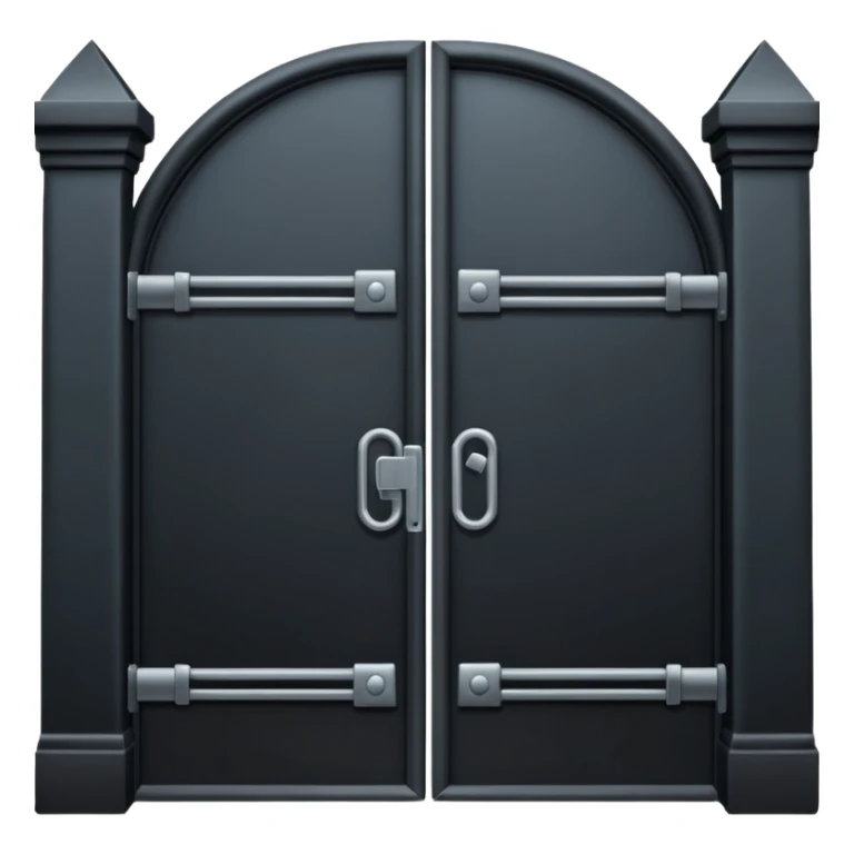 iOS emoji, minimal dark gate, sealed door, flat design sticker