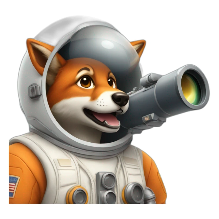cosmonaute with foxy head (no helmet) and a telescope sticker
