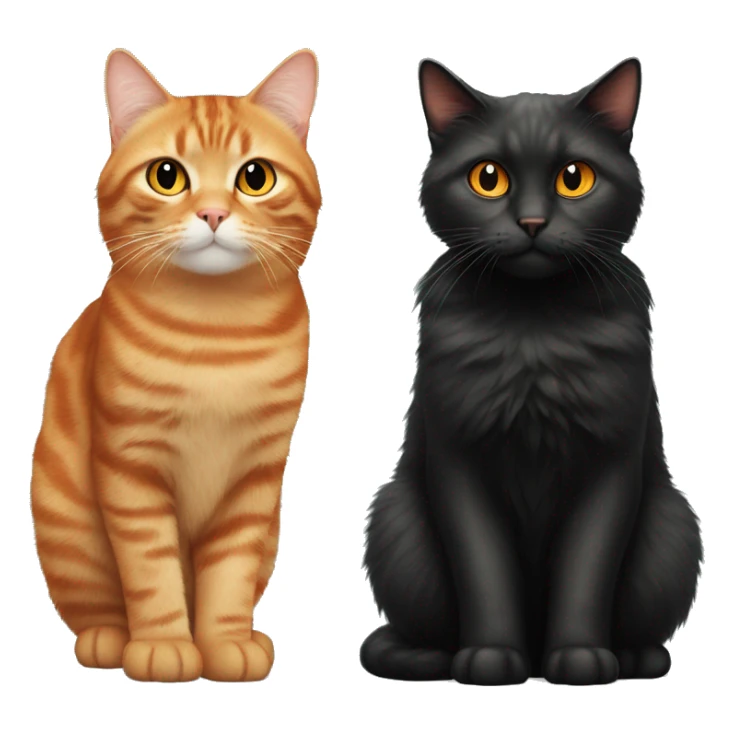 Tabby cat and orange cat and black fluffy cat standing next to eachother sticker