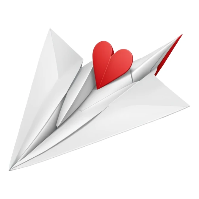 paper airplane with classic heart sticker