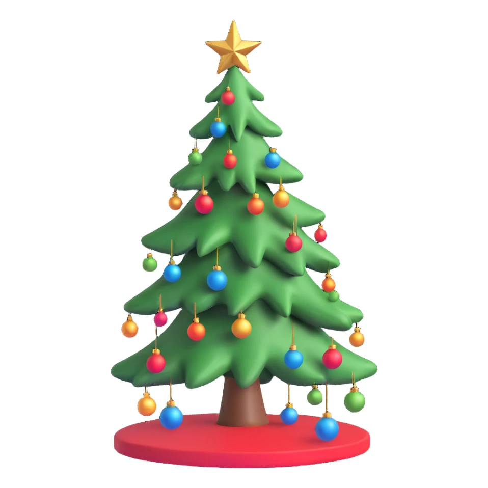 a really bad christmas tree, drooping, uneven, with broken ornaments sticker