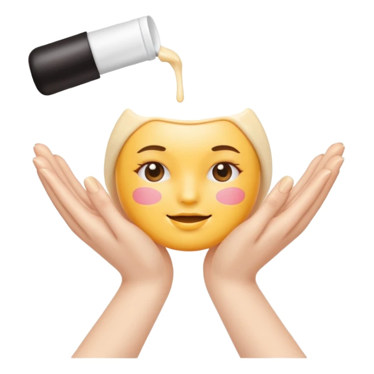 Minimal emoji of 2 hands gently applying skincare cream, sticker