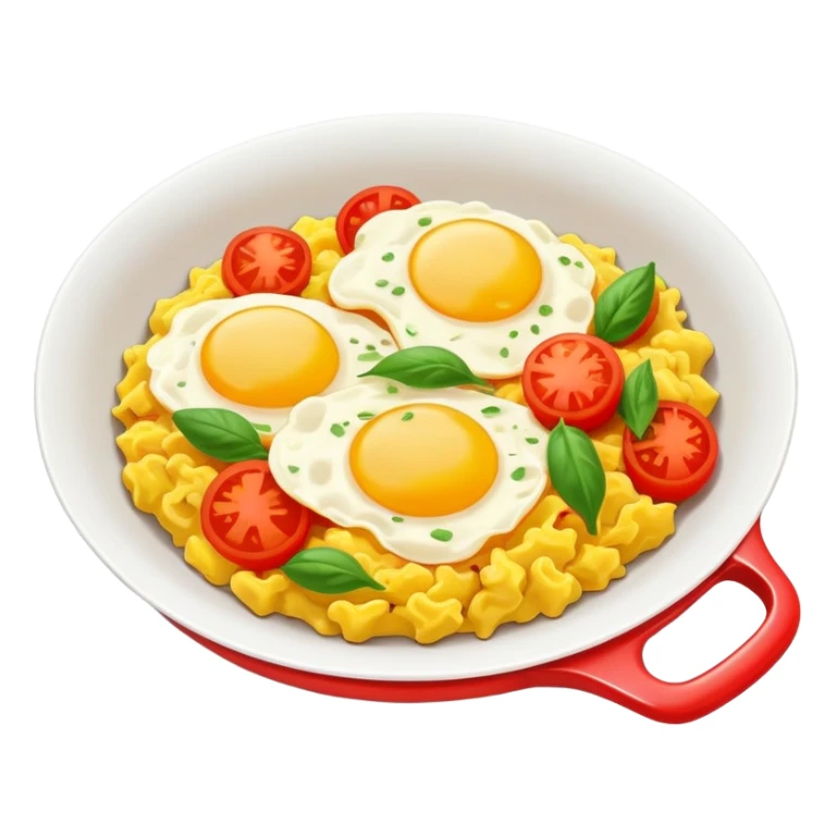 Stir Fried Tomato and Scrambled Eggs homestyle dish, simplified emoji style with bold outlines and bright colors, cartoon style Xi Hong Shi Chao Ji Dan sticker