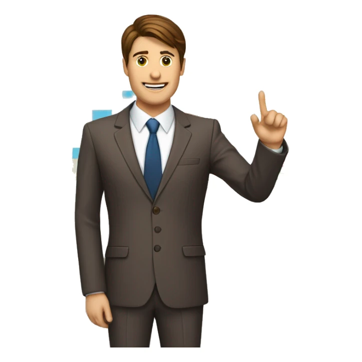 male brown hair suit graph background professional  giving a presentation with a graph in the background sticker