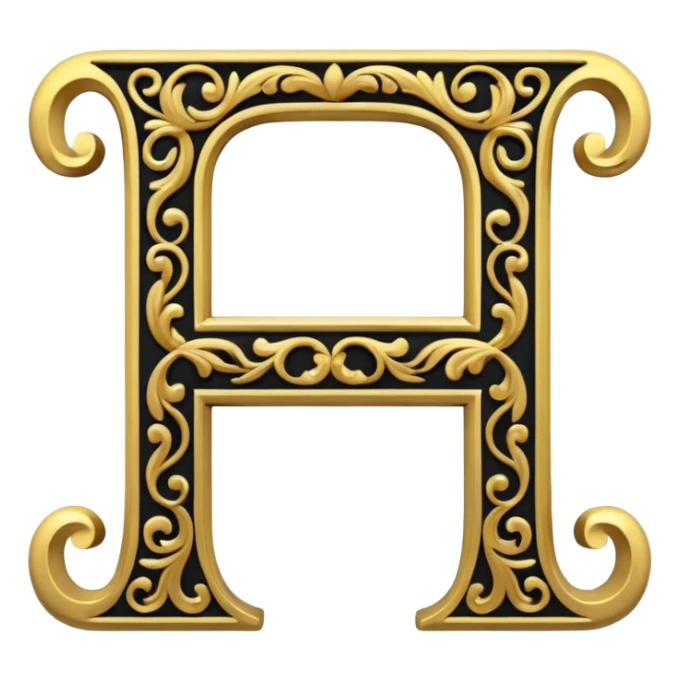 letter H in black and gold sticker