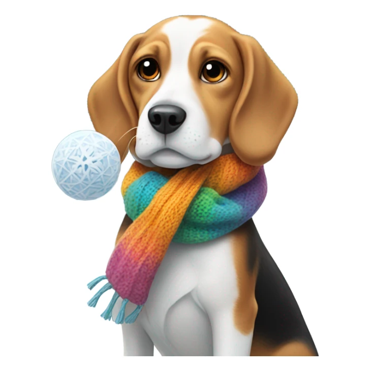 Beagle with winter clothes and snowball fight sticker