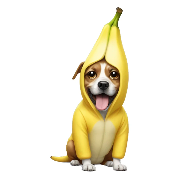 Dog wearing banana suit sticker