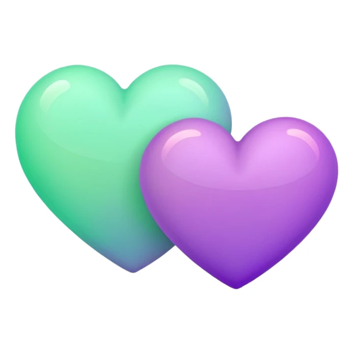 Two-hearts-coloured-light-pastel-shade green color and purple sticker