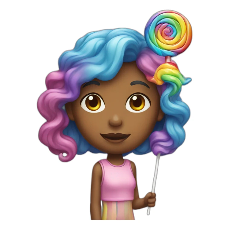 girl with rainbow swirly lollipop sticker