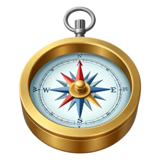 pirate compass object icon, brass compass, adventure style, 3D cartoon, mobile game icon style, centered, clean background, no text, no watermark
 sticker