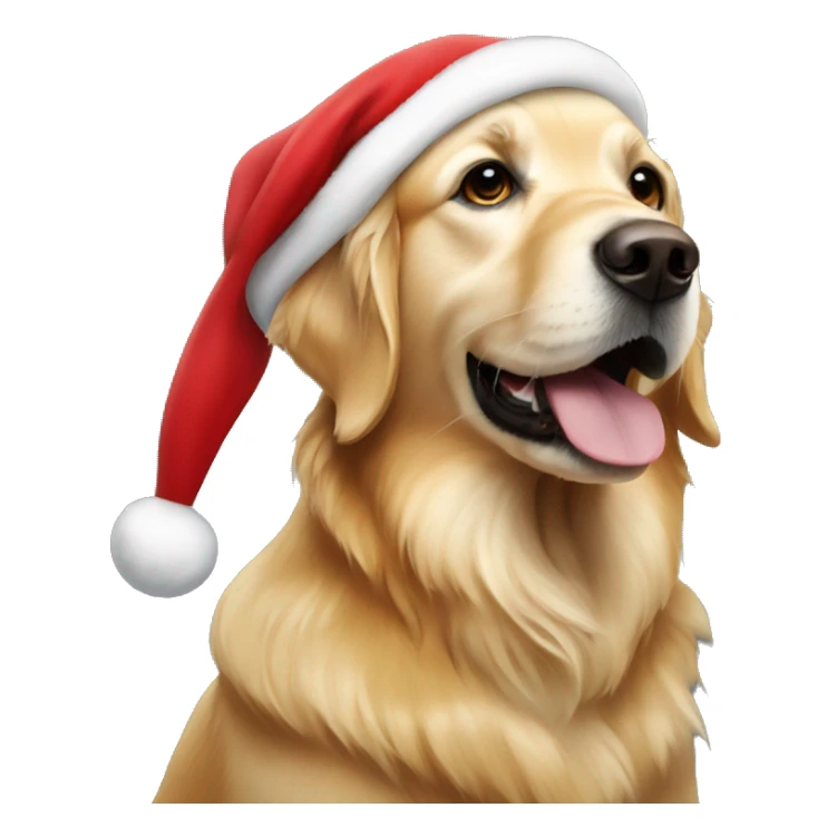 Golden retriever wearing a Santa hat sticker