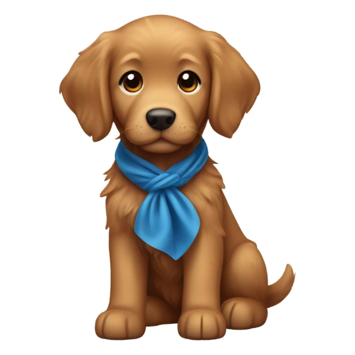 Chibi fluffy dark ginger retriever puppy with blue neckerchief sticker