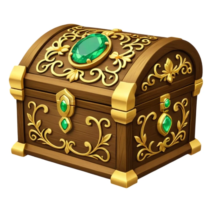 tresure box with motifs with green gem sticker