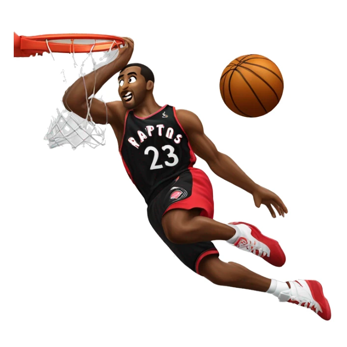 toronto raptors basketball player dunking on net  sticker