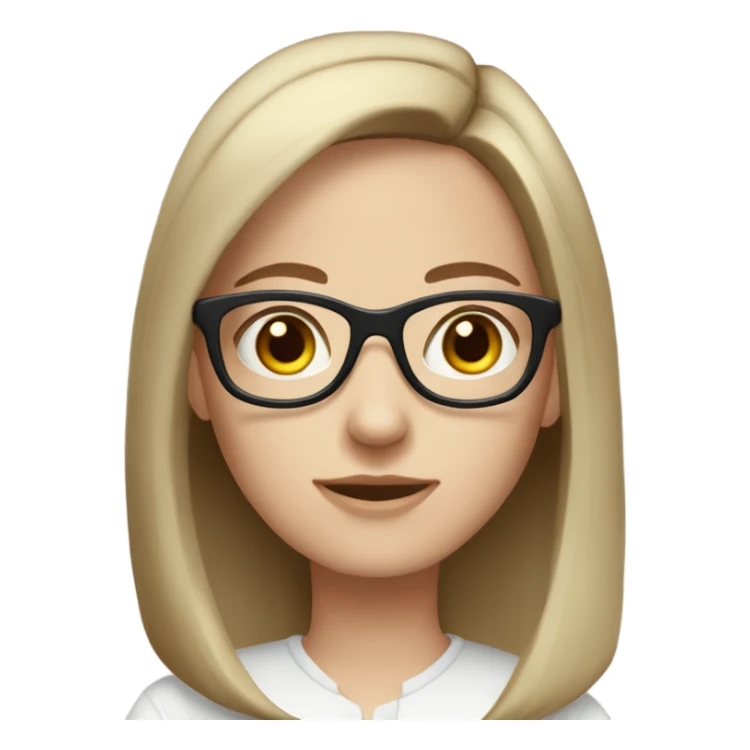 girl with pale skin black glasses grey eyes and light medium long brown stright hair  sticker