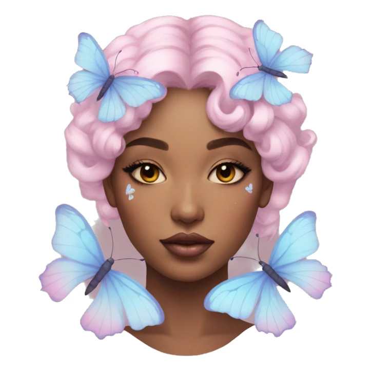 Gorgeous Pastel Lady With Butterflies on head aesthetic trending style sticker