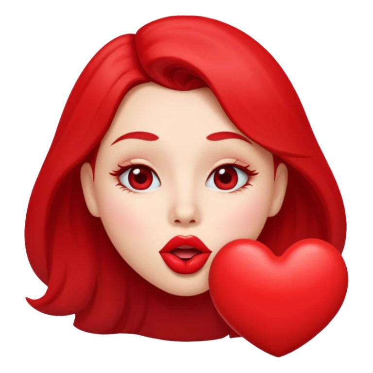face blowing a kiss with exaggerated puckered lips and a big heart sticker