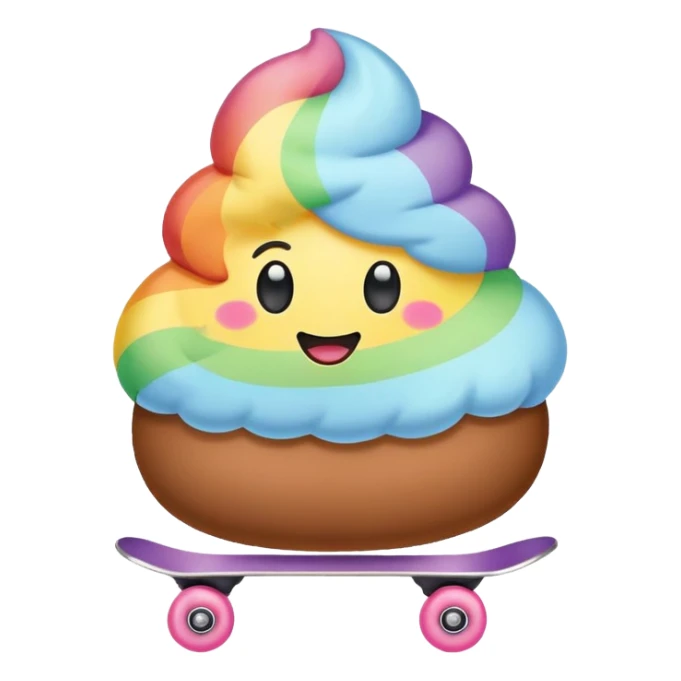 rainbow Poop emoji skating   sticker