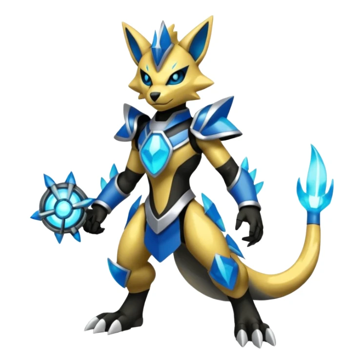 Futuristic Zeraora-Vernid-Primagen-Protogen-Fakémon-Pokémon-creature-fusion (full body) sticker
