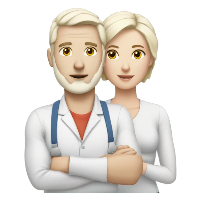 Training husband with white skin and wife with white skin sticker