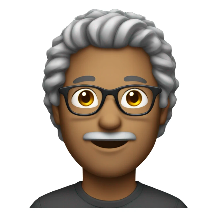 male with gray curl yhair and glasses sticker