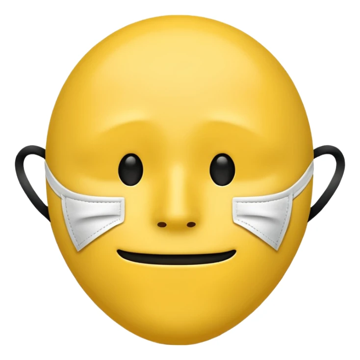 A sad face emoji coverd by a happy face mask sticker