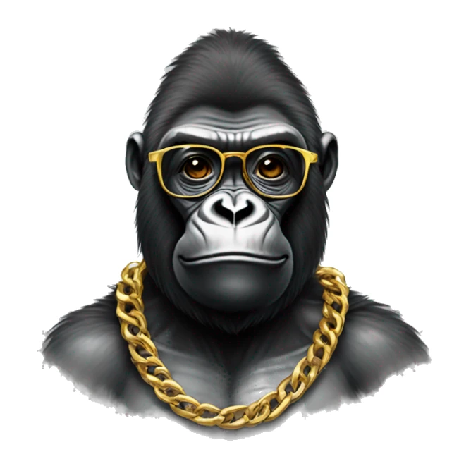 Gorilla with shirt and gold chain and glasses sticker