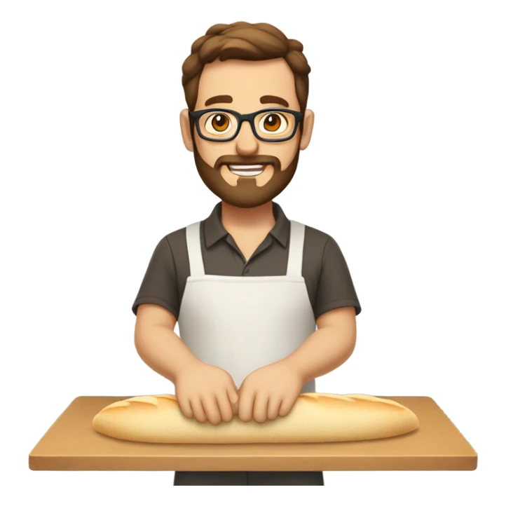Caucasian Man with brown hair and beard with glasses making bread dough sticker