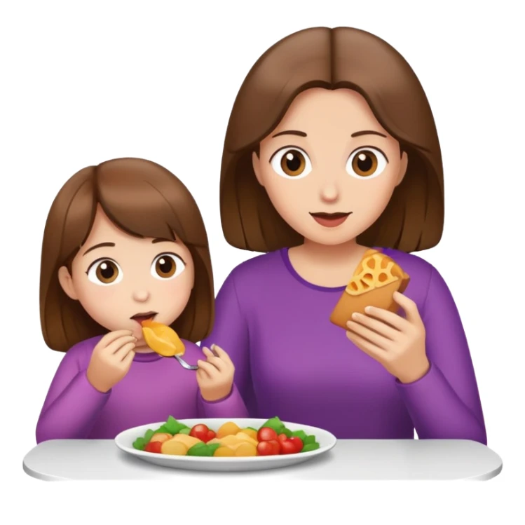 Mutter und Tochter am Essen braune Haare sticker