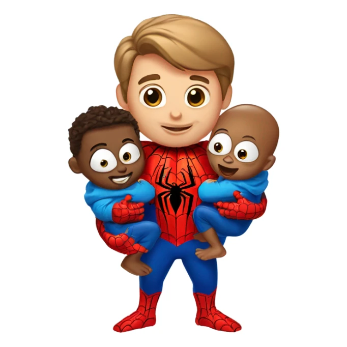 Spider-Man with 2 Spider-Man babies  sticker