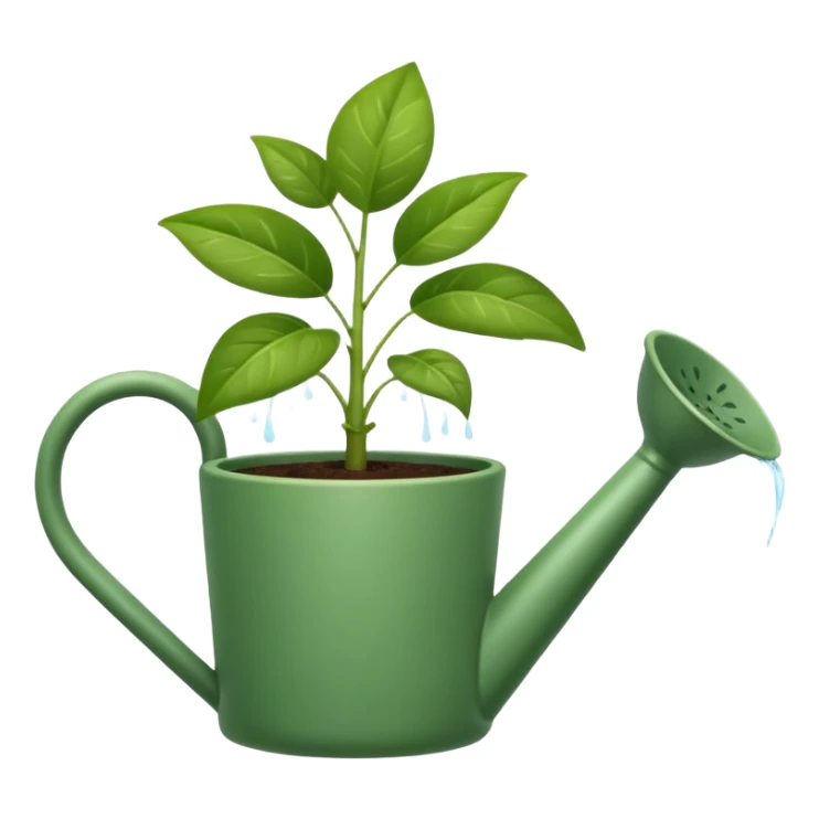 potted plant with a watering can above sticker
