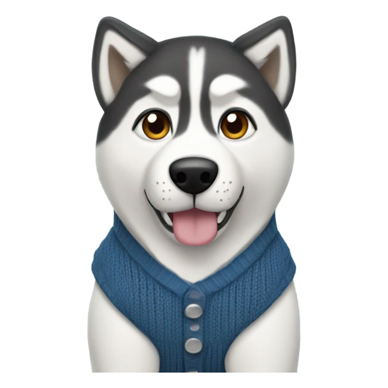 Husky in a sweater vest one brown eye one blue eye sticker