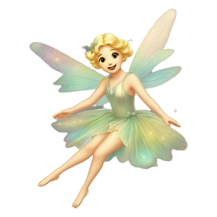 Iridescent fairy flying twinkle vintage sticker
