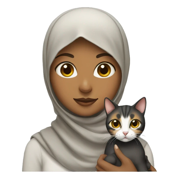 A girl in hijab with calico cat sticker
