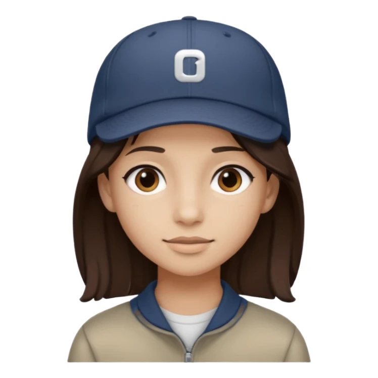 adolescente con gorra, pelo castaño oscuro con rayso de color mono sticker