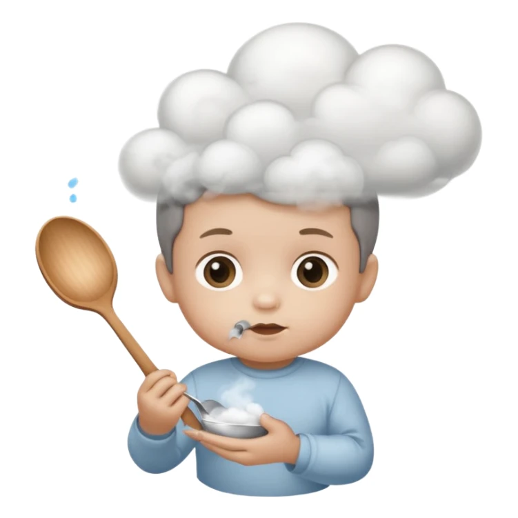 Baby with a spoon in one hand and lighter in the other with smoke (not fire) coming off the spoon.  sticker