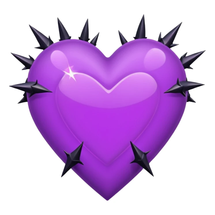 purple heart with black thorns and a crystal, dark romance sticker